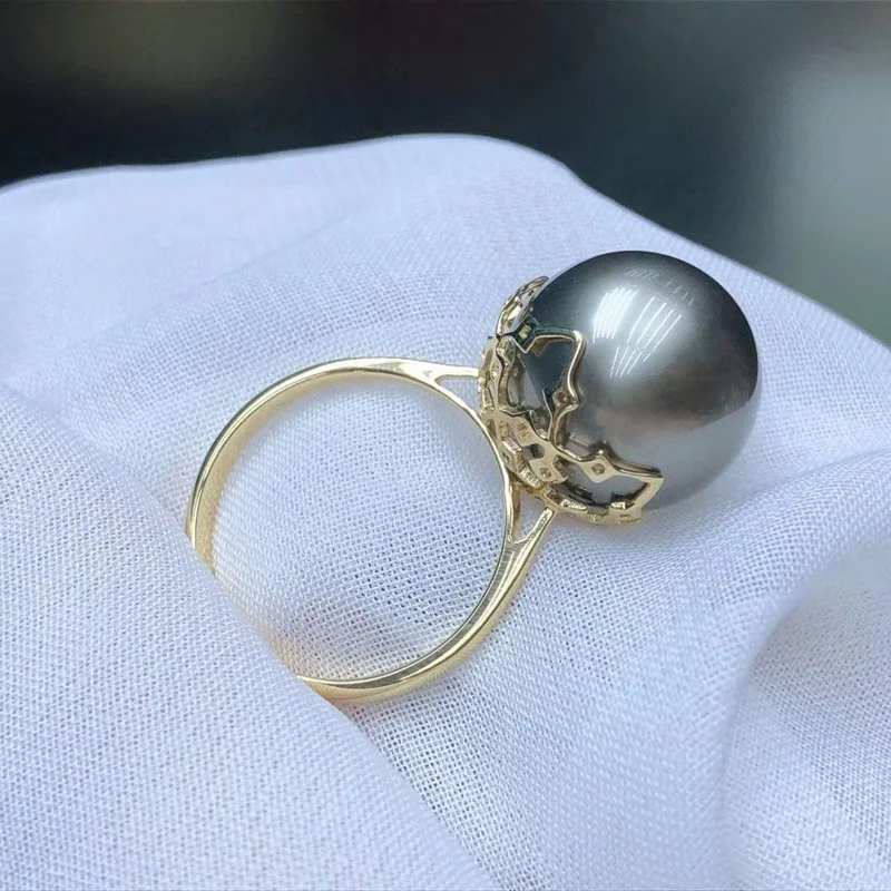 

R233 DIY 9-10mm Natural Freshwater pearl Ring accessory 925 sterling silver Adjustable size engagement jewelry ring for women