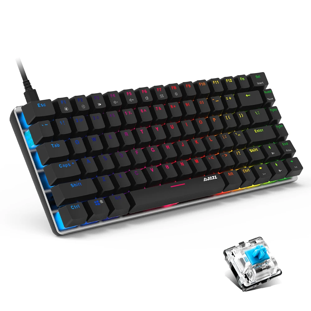 

AK33 Compact 82 Keys Full Anti-Ghosting RGB Backlit Mechanical Gaming Keyboard Aluminum Panel for Win PC Laptop Game