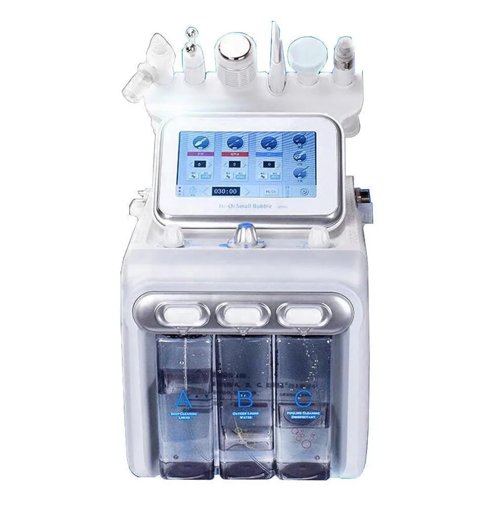 

Bio Machine Ultrasonic 6 in 1Hydrafacial cleansing hot cold hammer skin scrubber Hydra Machine, Grey