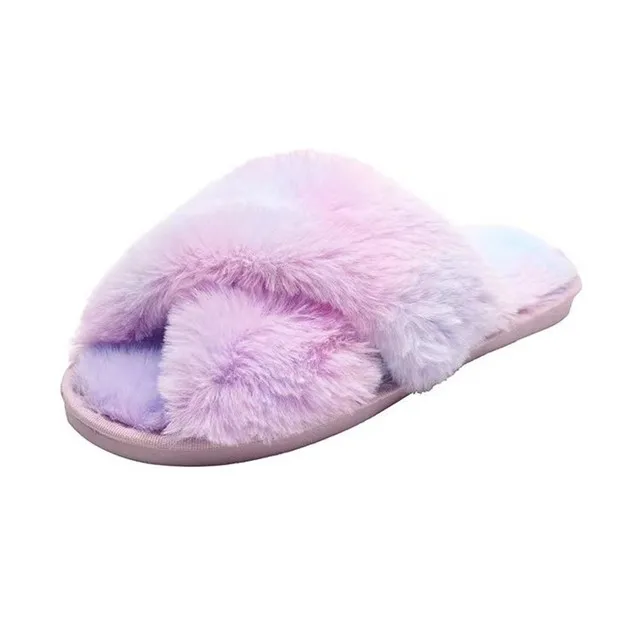 

New Winter Suede Flat Bottom Fluffy Slippers Women Versatile Faux Fur Multi Color Open-Toe House Slippers For Women, 4colors