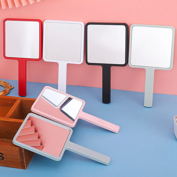 Zonyin Plastic Makeup Mirror Square Hand Held Single Side Mirrors Customized Logo Handheld Cosmetic Mirror With Handle