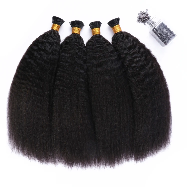 

Wholesale 10A Grade kinky straight keratin i tip pre bonded hair extension human hair