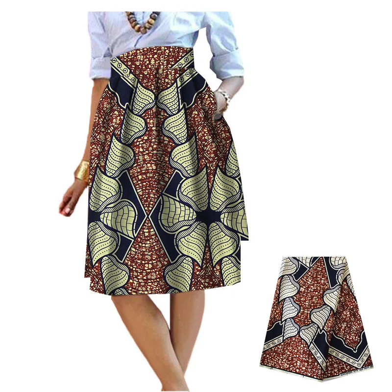 

African hot sale african wax print cotton fabric real kitenge dress designs african ankara skirts women