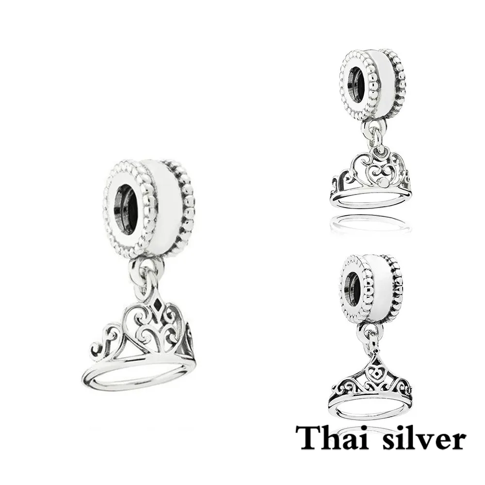 

2021 NEW Sterling Thai Silver Vintage Crown Hanging Charm Pendant For DIY Bracelet & Bangle Original Women's Jewelry Wholesale