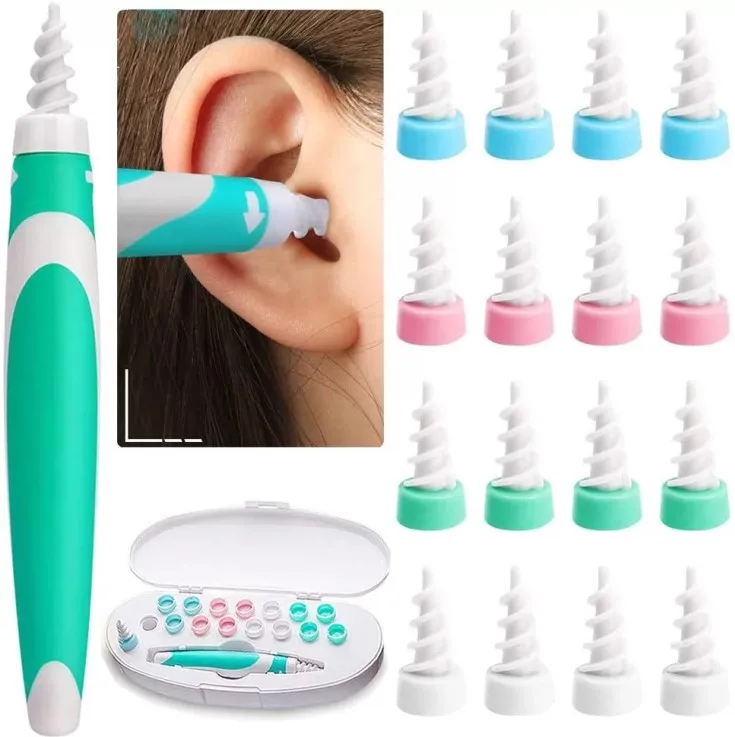 

Ear Wax Removal Tool Soft Silicone Spiral Ear Cleaning 16 Replacement Heads Removal Ears Cleaner Plugs Spirals Care