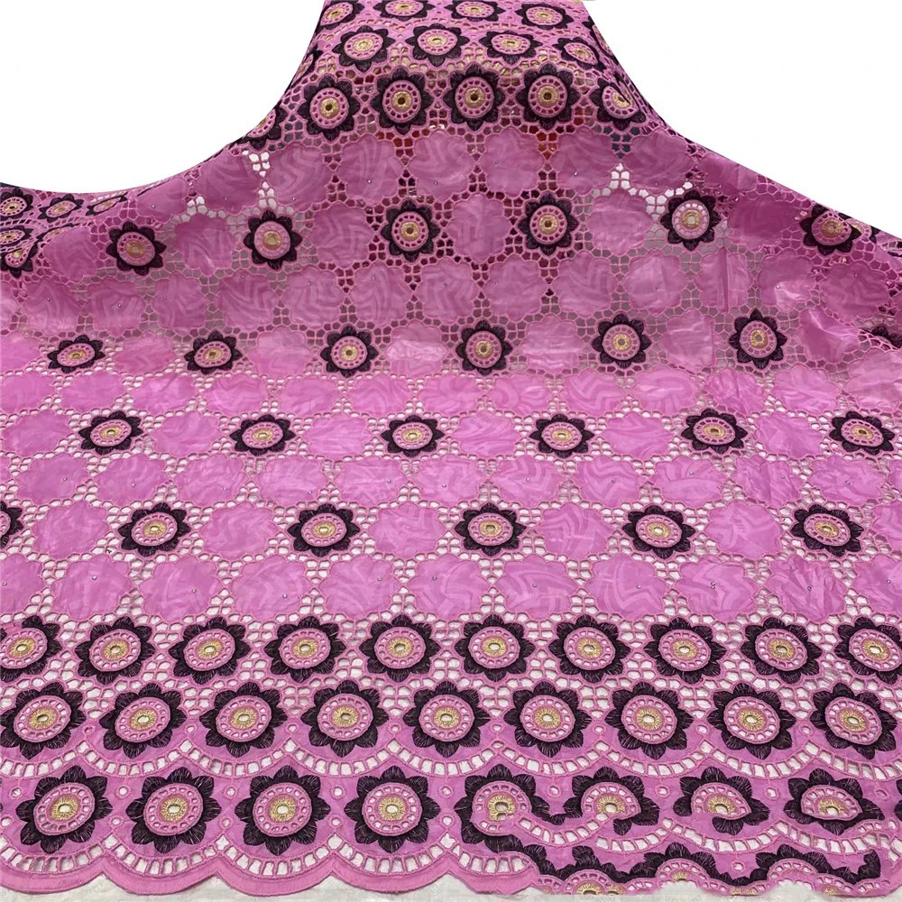 

Beautifical pink fabric bazin cotton embroidery lace ML6B190, Customized