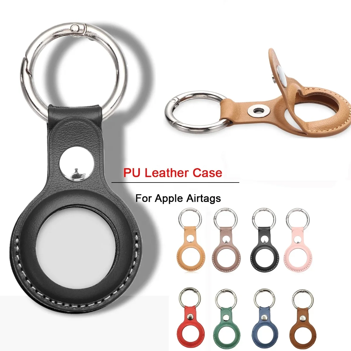 

Factory spot for apple airtag case trackers Protective Leather Cover Key Ring airtag leather case