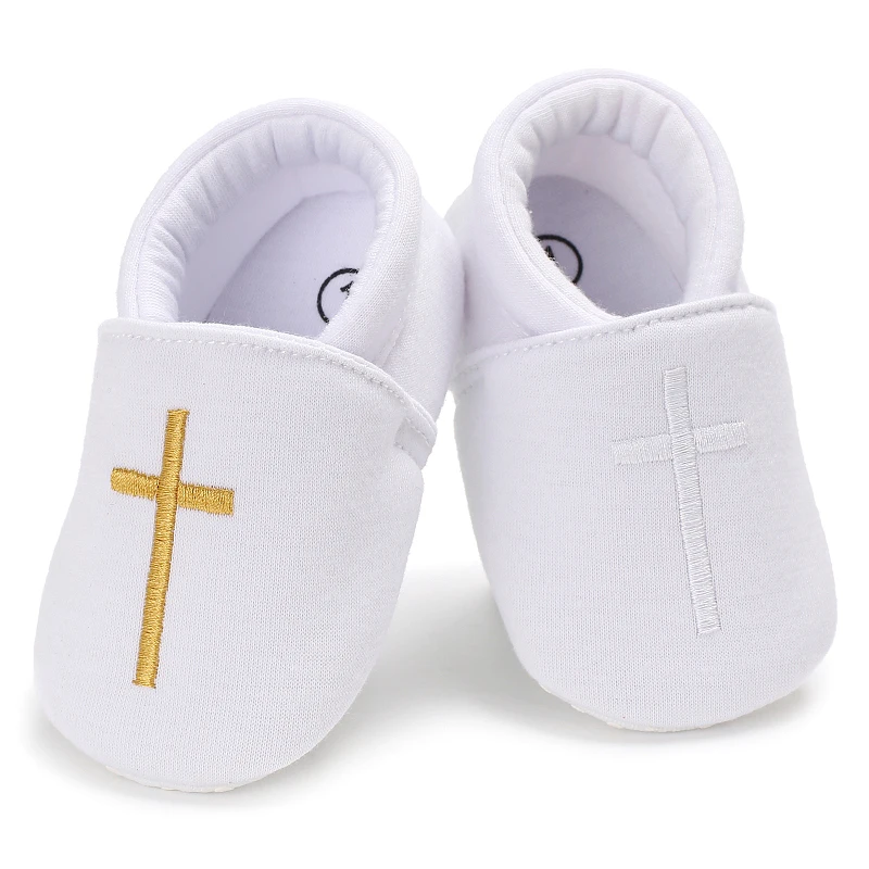 

ODM/OEM Children casual shoes 0-1 year old boys and girls white baby baptism shoes soft soles non-slip cotton casual shoes