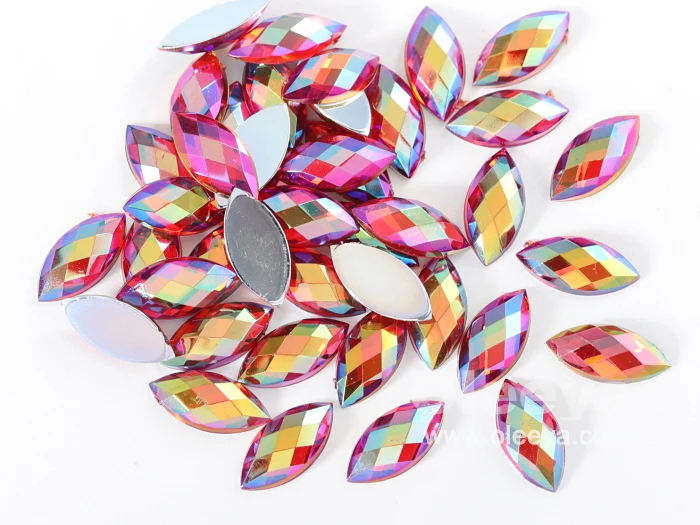 Wholesale 7x15mm Chessboard Horse Eyes Flatback Nail Art Non Hotfix Acrylic Rhinestones for Garment Accessory