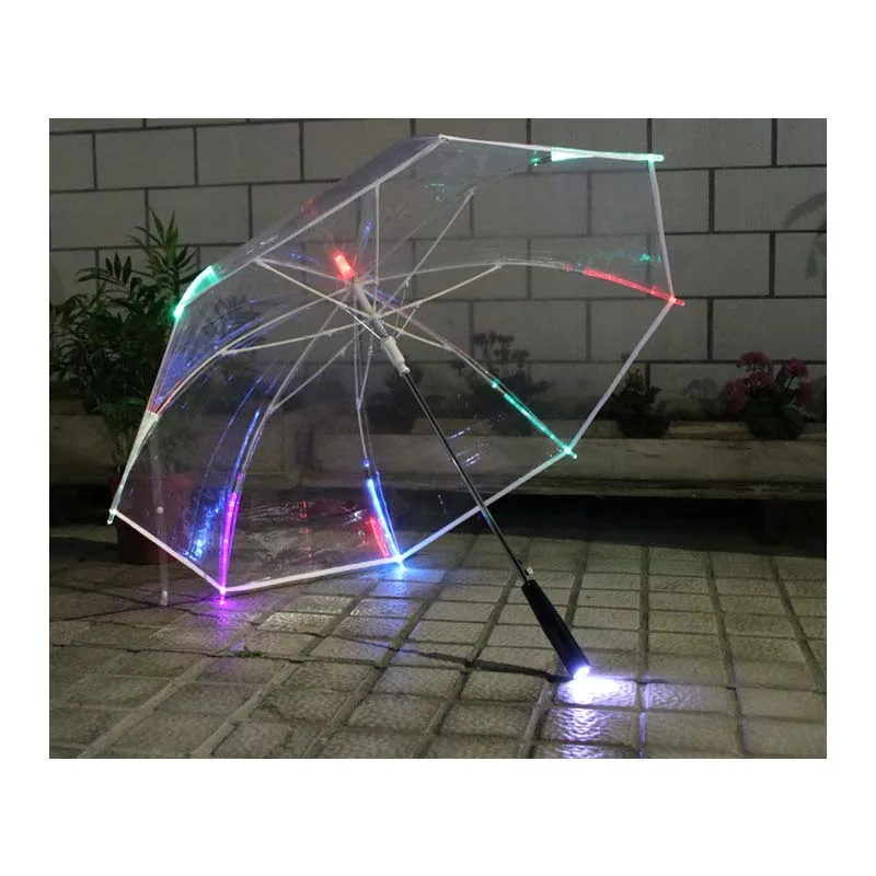 

Wholesale Transparent Fold LED Light Handle Bone Sun Umbrella For Outdoor Travel Promotion Umbrella Decoration Gift Custom Logo, Customize