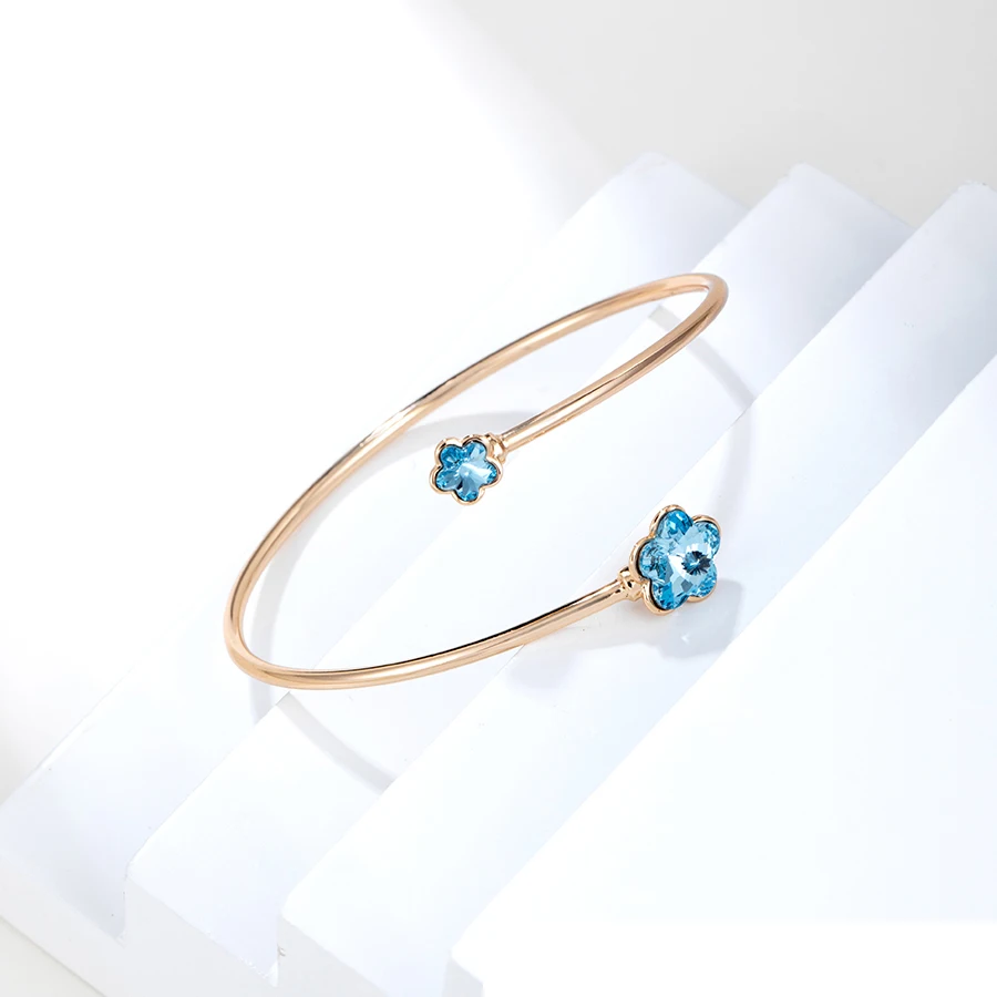 

52706 Xuping Customizable new two-flower crystal open bracelet bangle