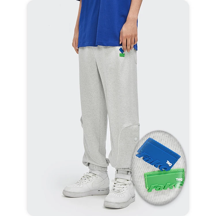 

Luxury Brand Designer Personality Reflective Strip Button Decoration Casual Men's Trousers Custom 100% Cotton Men Sweatpants