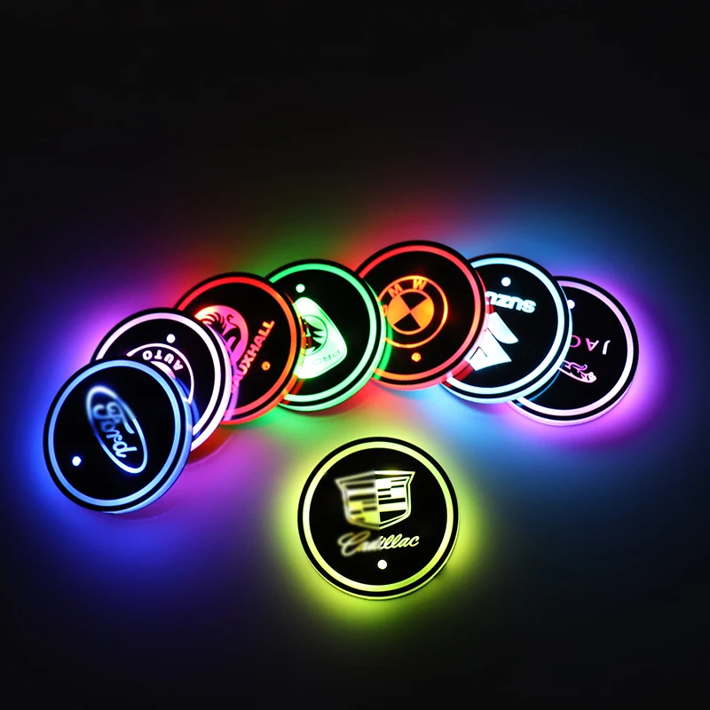 

Colorful Universal USB Charging 7 Color Atmosphere Cup Holder Mat LED Light Car Coaster, Rgb (white, red, blue, green, yellow, purple, cyan)