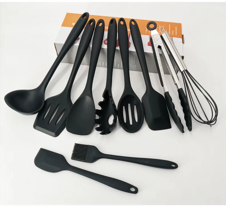 

High Quality Wholesale 10 Pieces Silicone Kitchen Accessories Cooking Utensils Set For Baking BBQ Tools, Different color