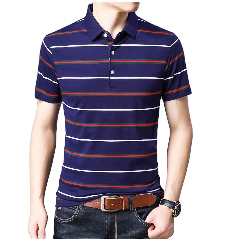 

stripe T-shirt clothing cotton fabric casual Polo summer short sleeve for men, Colors