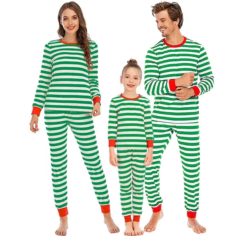
2020 new arrival Autumn Long Sleeve christmas couple parent child Striped family Christmas pajamas 