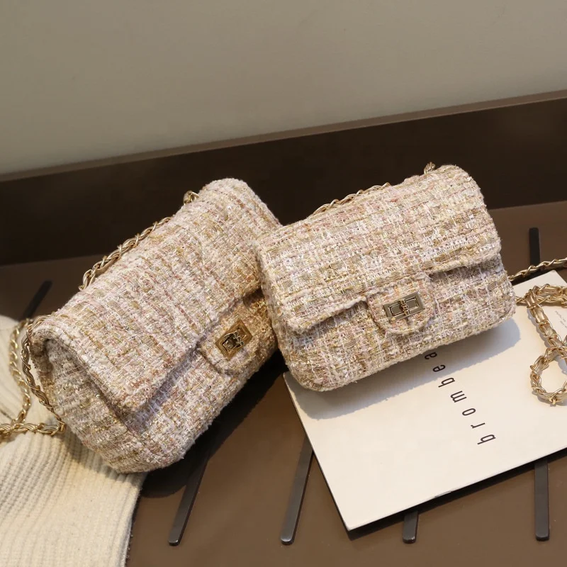 

2021 New Woolen fabric bag Women Shoulder Bag plaid pattern crossbody bag for lady
