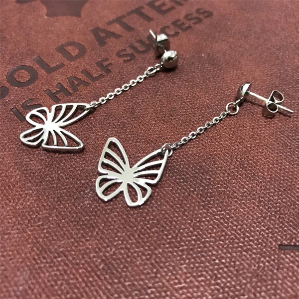 

Wholesale 316L Stainless Steel High Quality Fashion Butterfly Drop Earrings for Women