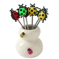 

Lovely Ladybug Stainless Steel Appetizer Fork for Children Party Small Fruit Forks Bento Picks