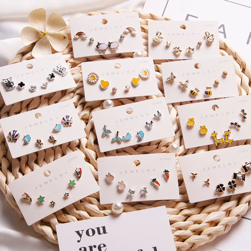 

Personality Stud Earrings Women Unique Trendy Jewellery Earring 925 Silver Needle Cute Oil Dripping Jewelry For Girls, Multi color