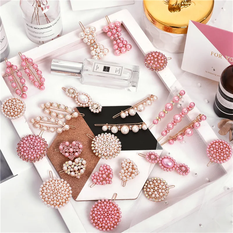 New Arrival ins fashion Hair Pins Decorative Jewelry  crystal pearl hair clip for Hair Accessories for women girls