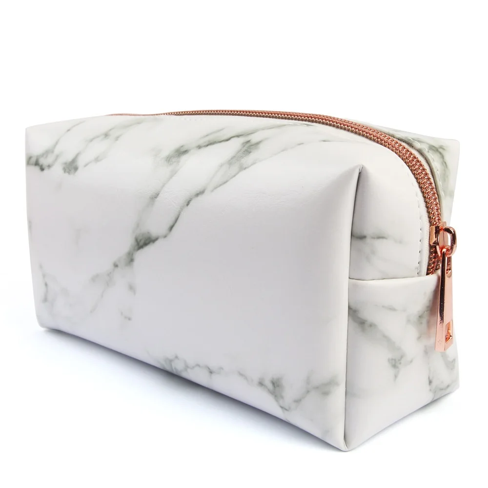 

Fashion Zipper Marble Makeup Cosmetic Brush Travel Case Marble PU Makeup Bag