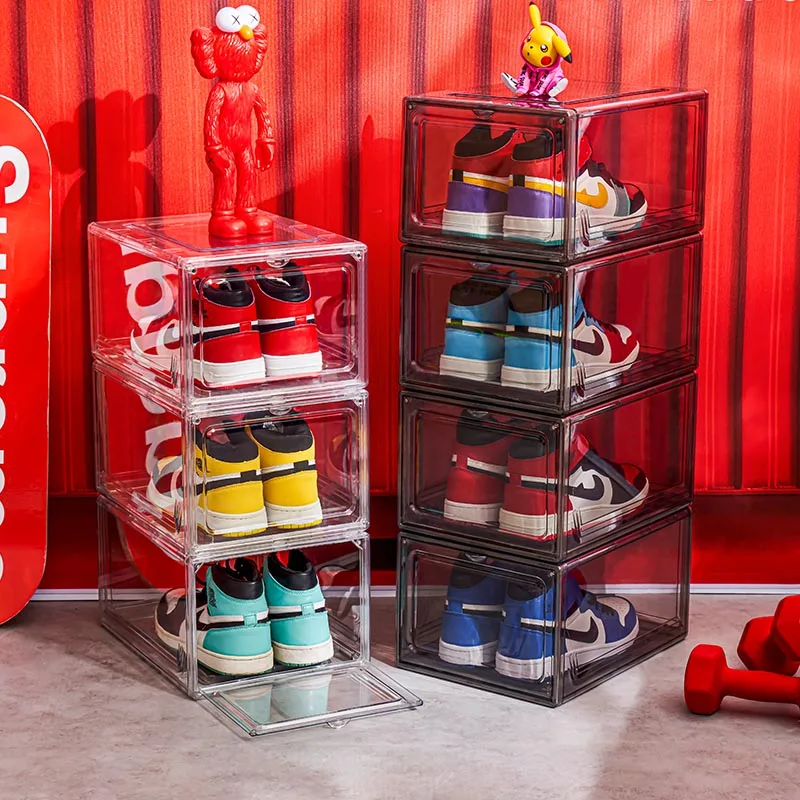 

New fashion color plastic magnetic shoe box storage snacker box