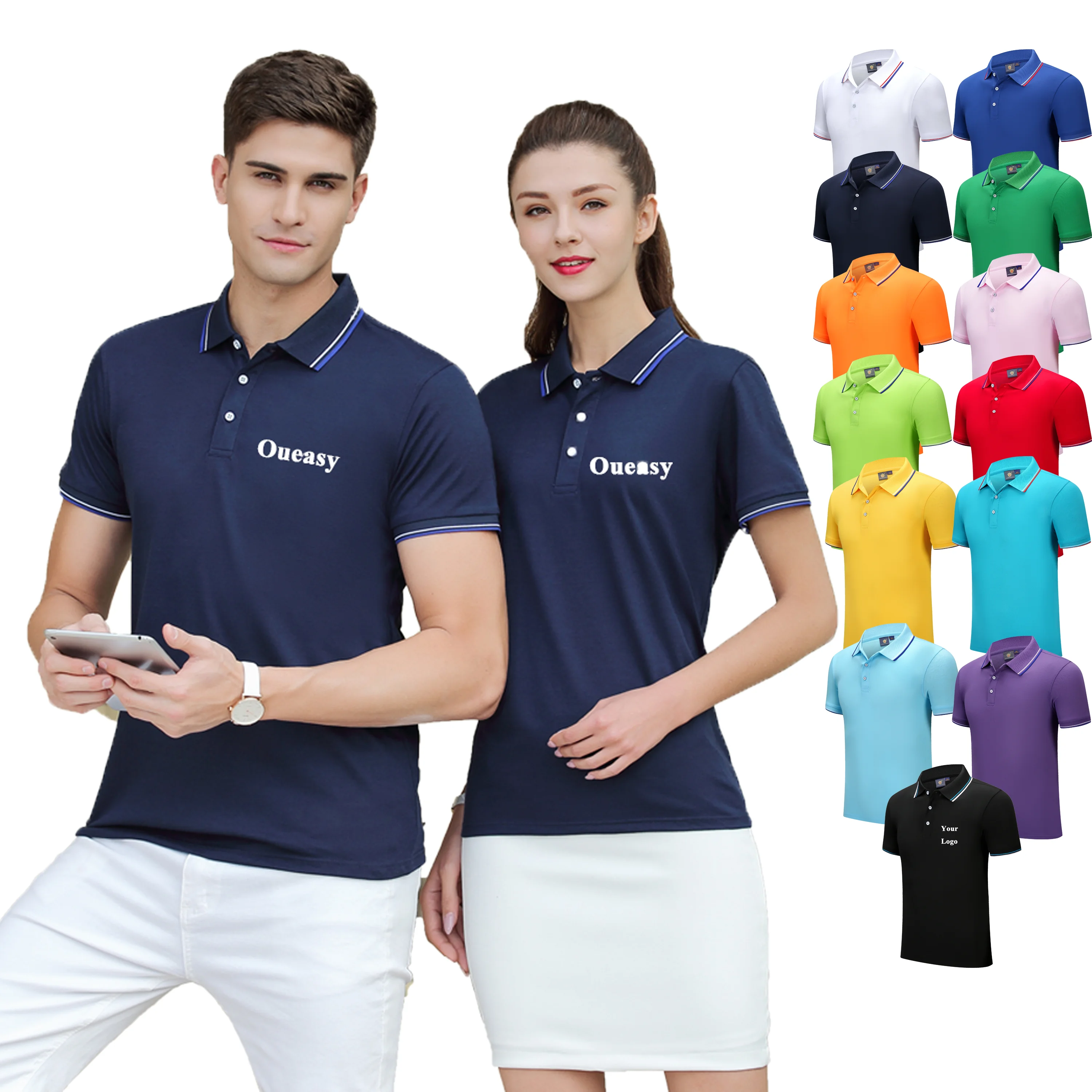 

Clothing Wholesale Custom Logo Men's Silk Cotton Pique Plus size Short Sleeve Polo Shirt