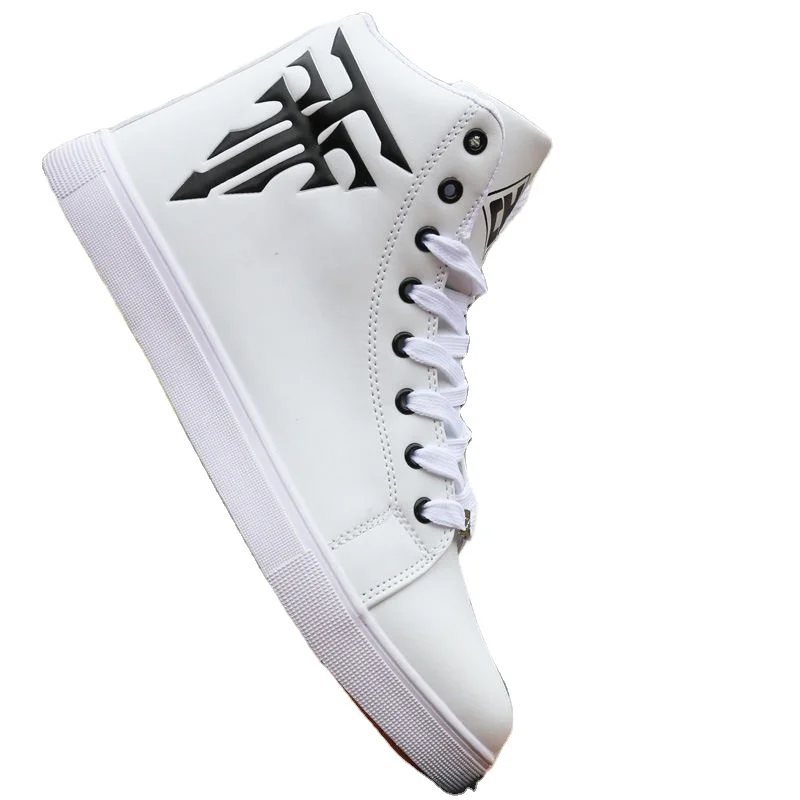 

High Quality Men Vulcanized shoes New High Top Canvas Casual shoes Men Autumn Leather Sneakers Metal Chain Plus Size Male Flats