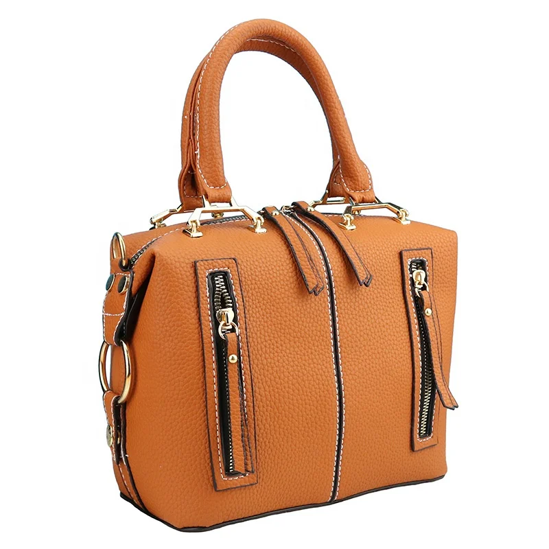 

Hot Sale Women Retro Solid Color PU Doctor Bag Shoulder Handbag, Dark yellow, brown