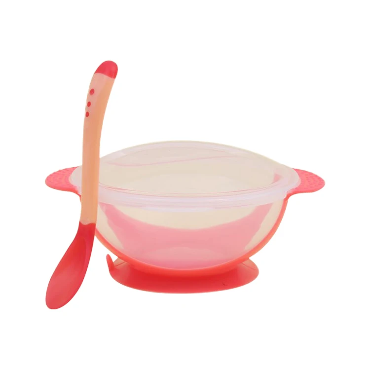 Baby Suction Feeding Bowl Slip-resistant Tableware Temperature Sensing Spoon Set 