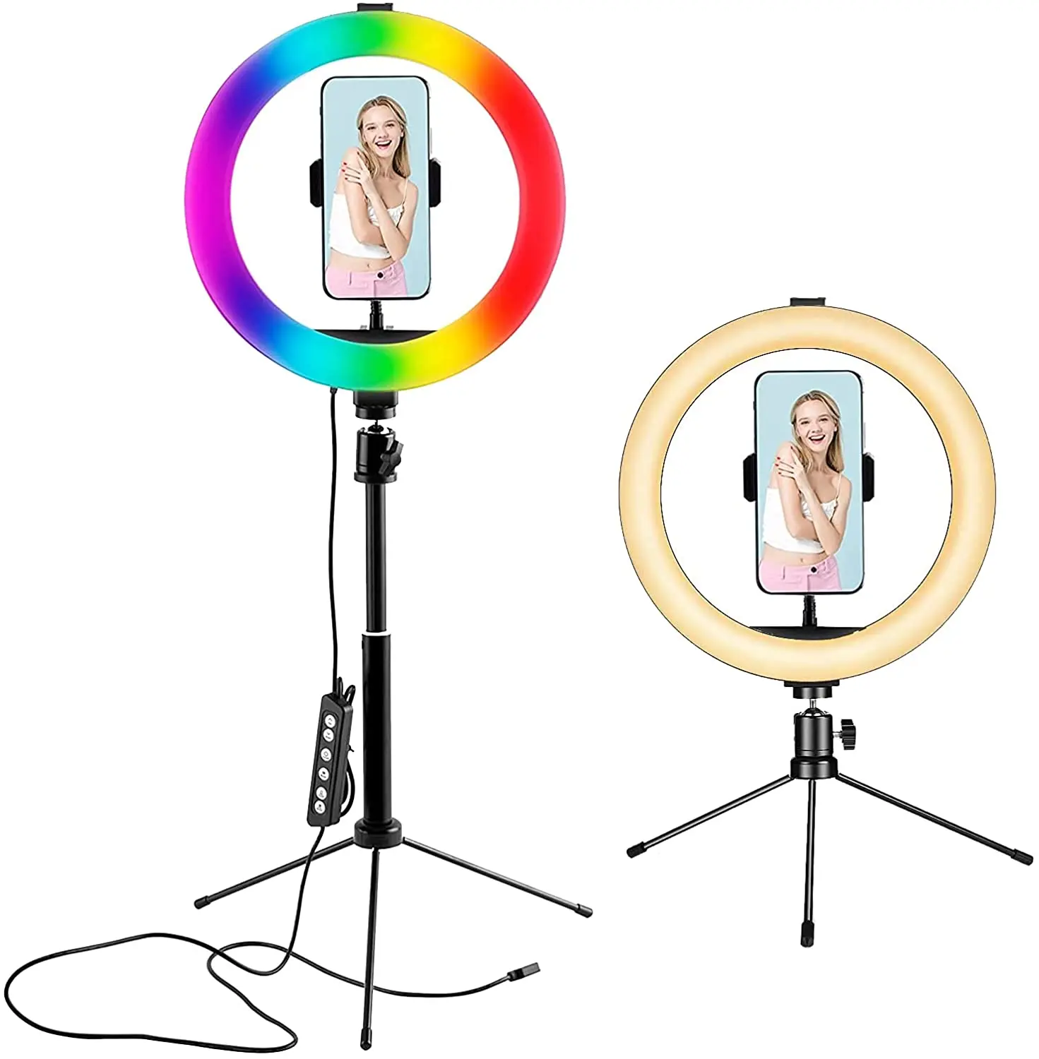 

Desk RGB Ring Light With Extendable Pole Tripod Stand For Vlog Zoom Makeup