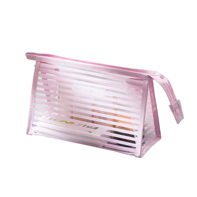 

Women travel waterproof cosmetic bag striped PVC portable storage bag