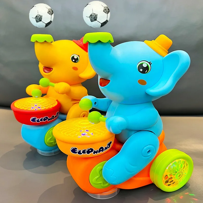 

Cute Musician Elephant Toy With Music And Flashing Light Kids Electric Toys Play The Drum Animal Toys For Kids