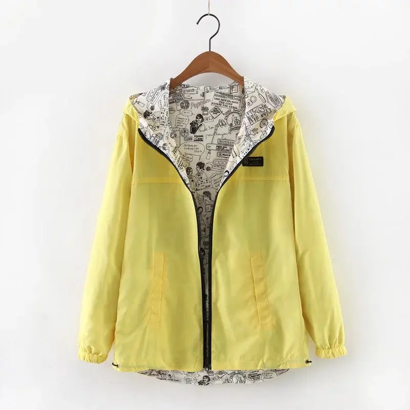 

Women's Hooded Jacket Coat European and American Spring New Loose Large Size Jacket