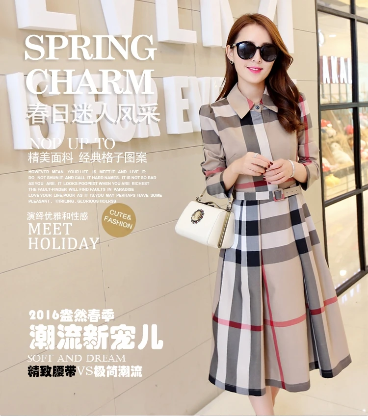 

Fashion 100% Cotton Strap Casual Stripe Shirt Womens Plaid Dresses maxi dress long sleeve bodycon dresses women