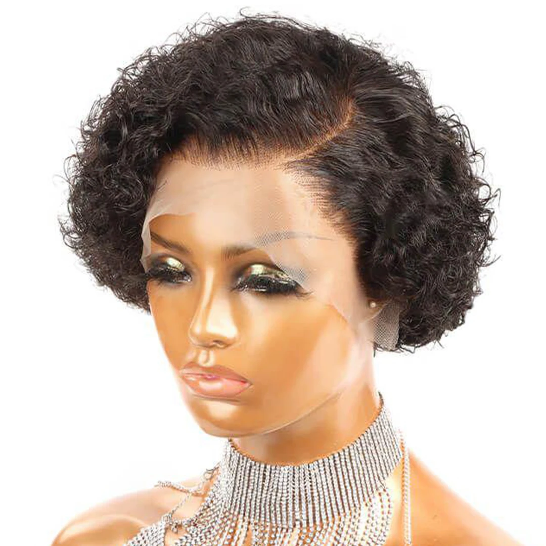 

Wholesale Hair Short Pixie Cut Wig,13x1 Brazilian Hair Curl Lace Wig 100% Human Hair Wigs for Women, T Lace Bob Wig Style