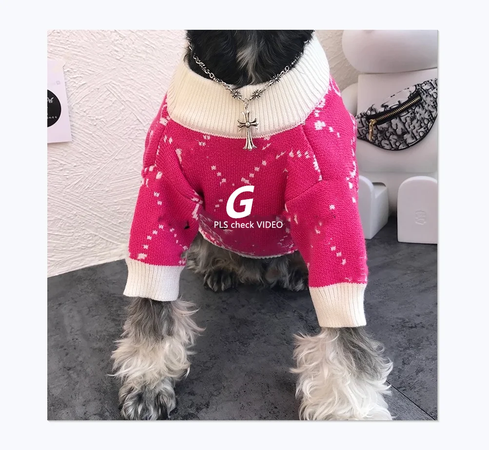 

Brand Cool Style Design Logo Letter G Warm Dog Sweater Pet Clothes Luxury