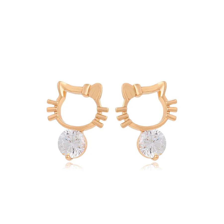 

S00169307 xuping jewelry Cute cartoon cat sweetheart girl must have 18k gold plated diamond earrings