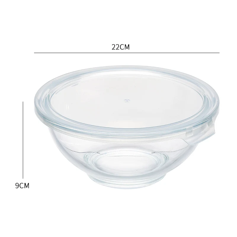 

1400ML high borosilicate glass fruit vegetable salad serving glass bowl with lid microwavable oven frozen bowls