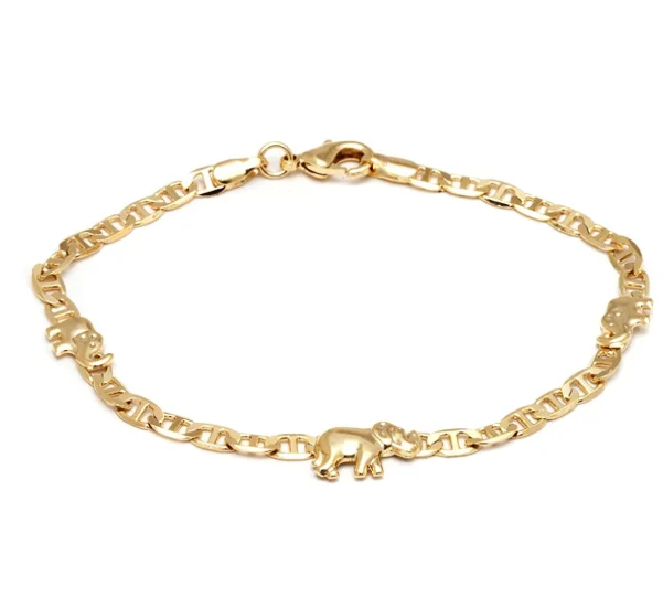 

Amazon hot selling Barzel 18K Gold Plated bracelet Flat 3 little Elephant Anklet for women men, Picture shows