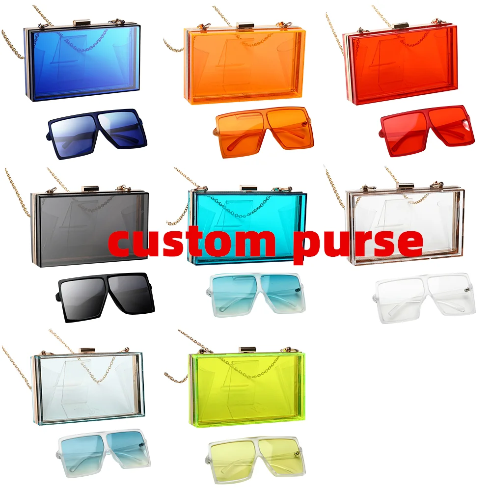 

custom logo purses 2022 matching purse and sunglasses new women acrylic glasses sets sunglasses and purse sets