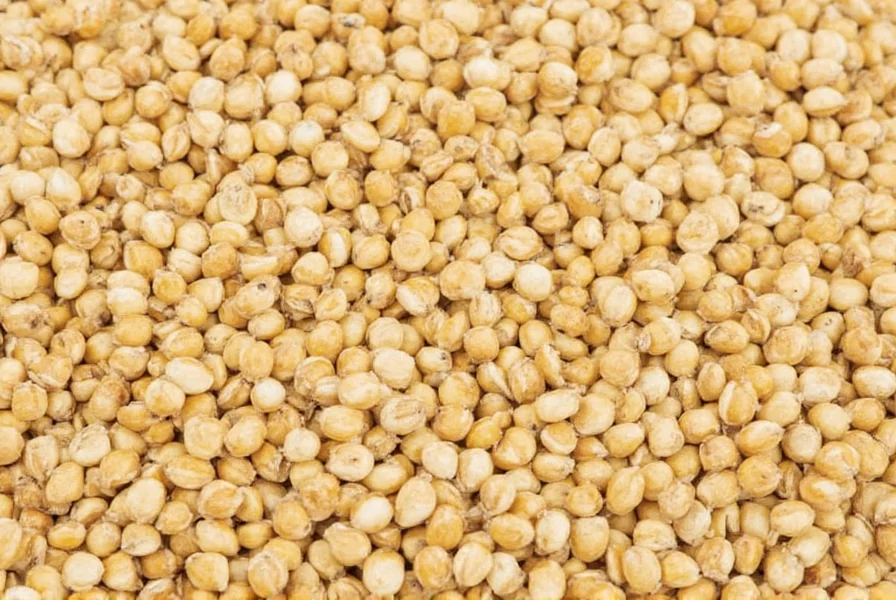 Close-up of yellow mustard seeds next to fenugreek seeds for comparison