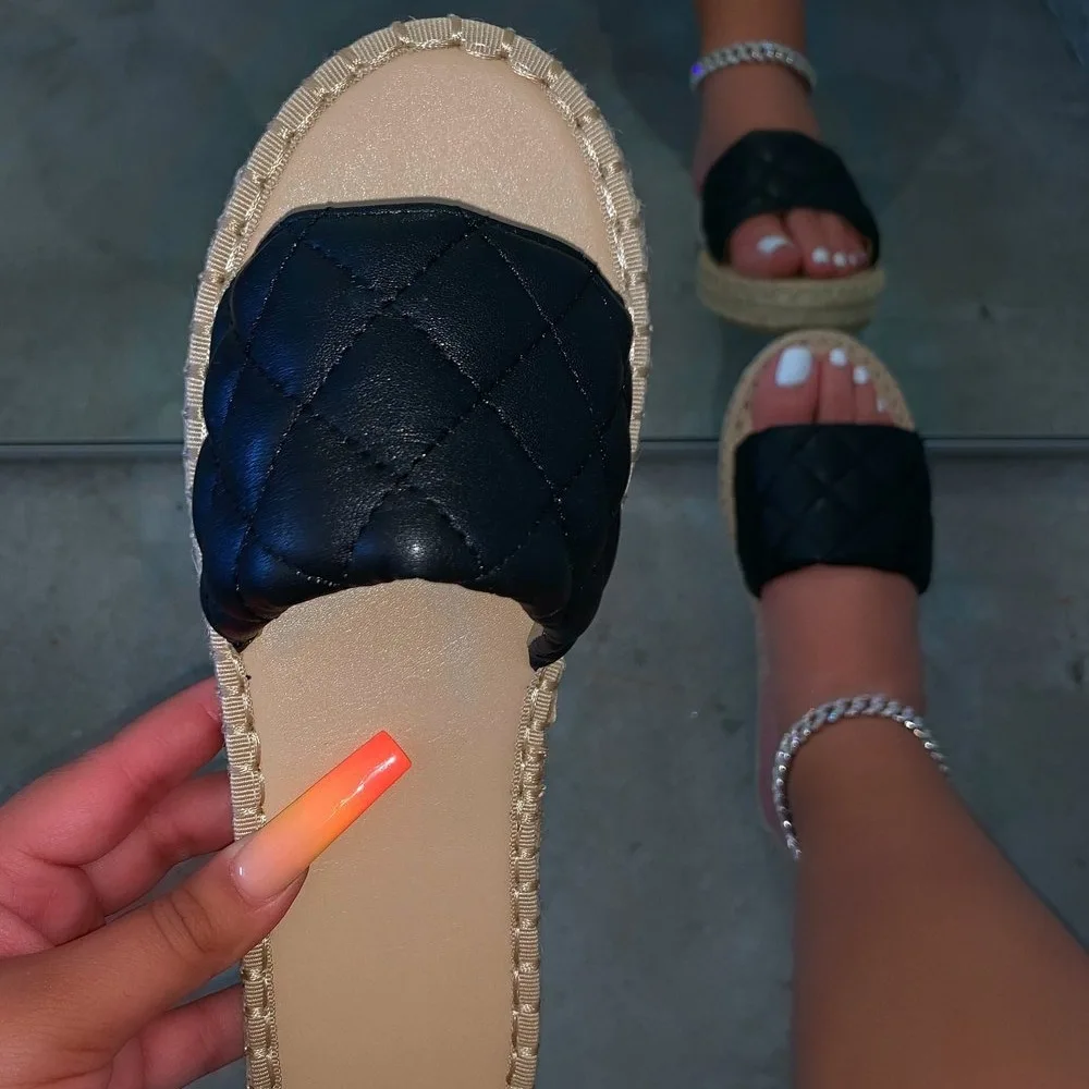 

women's plaid hemp rope light and comfortable women's slippers wholesale spot women's shoes