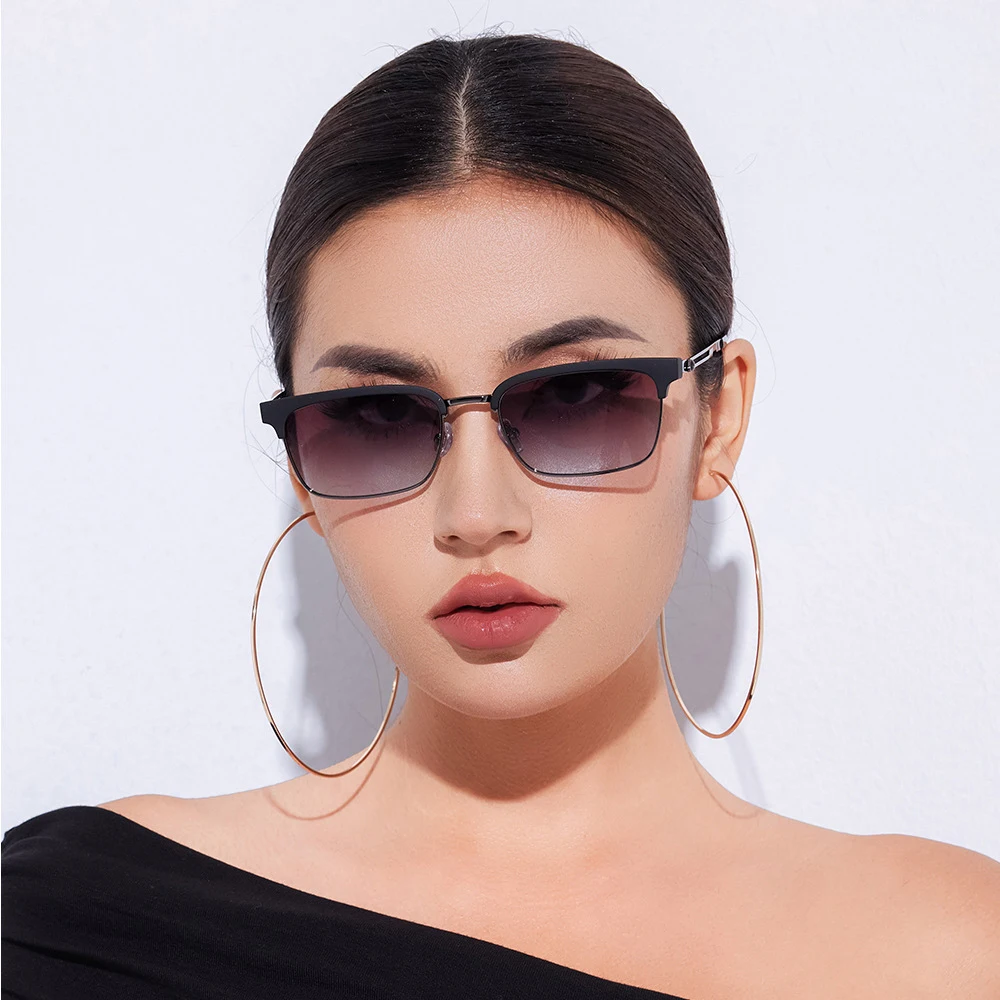 

2023 Good Quality Half Frame Sun Glasses for Men UV400 Classic Retro Vintage Designer Sunglasses Women