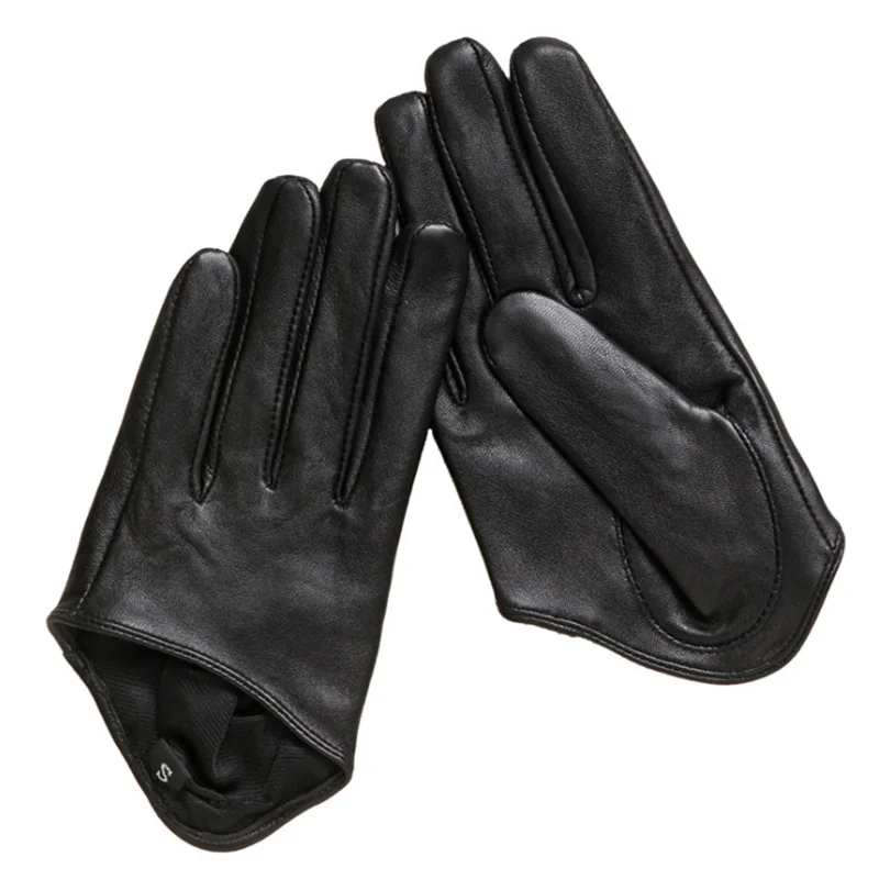 
Hot sales black red half palm women touch screen gloves genuine sheepskin fur leather mitten 