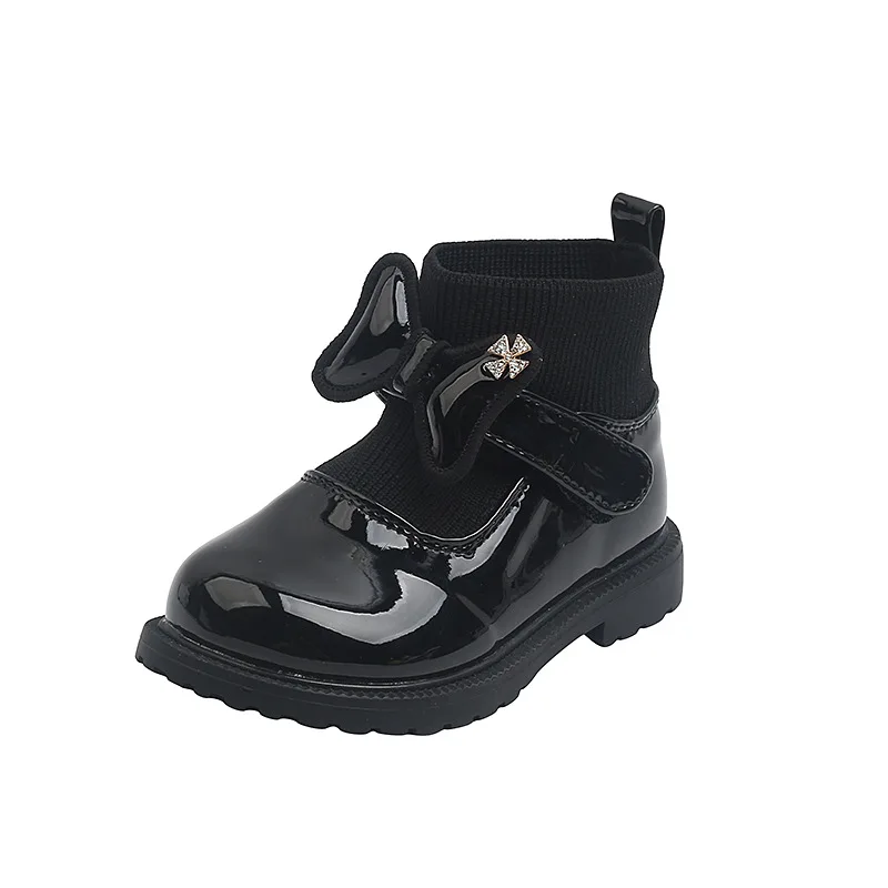

Nian OEM Scarpe Sicure Little kids Manufacturer Flat High Quality Cheapest Girls Children Shoes Fashion Ankle Girls Boot, Black red