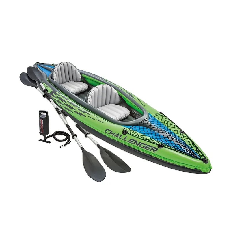 

INTEX 68306 CHALLENGER K2 KAYAK Inflatable Rowing Boat set For Sport Gaming Outdoor inflatable boat on water sport Boat, Green