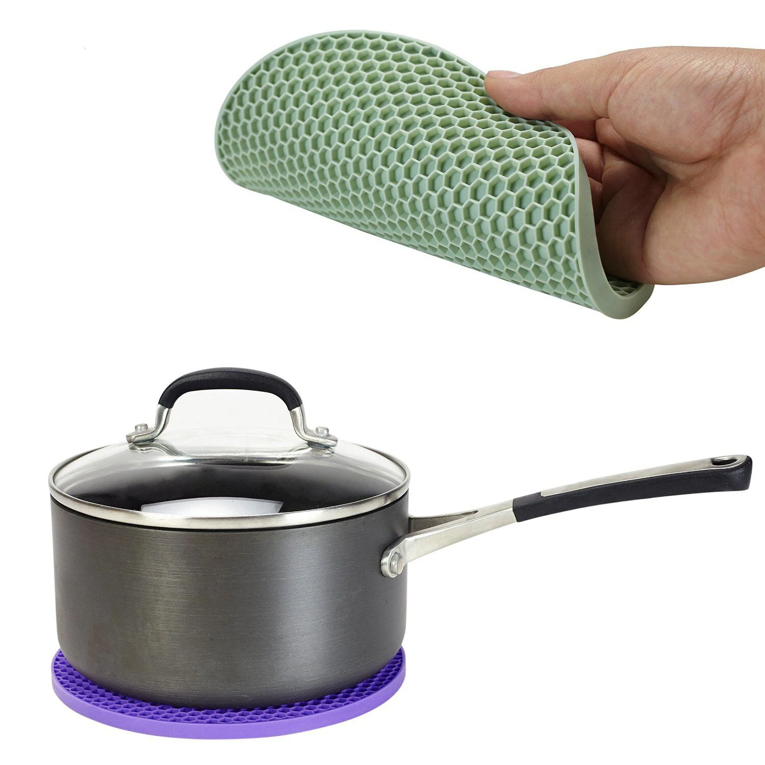 kitchen honeycomb mat food grade silicone round hot pot holder