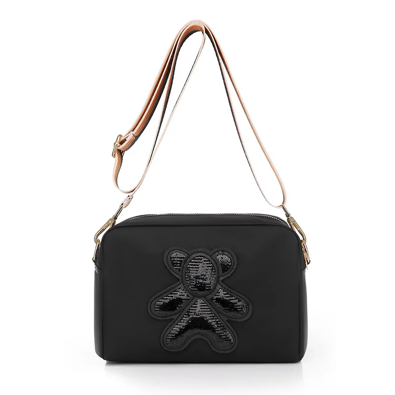 

Fashion cute bear square bag retro national style single shoulder simple daily women's bag large capacity messenger bag, Customizable